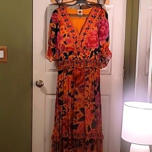 Farm Rio Maxi Dress Yellow Size Medium